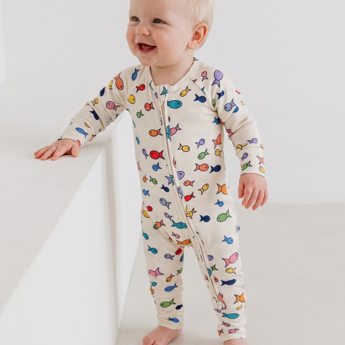 Bamboo 2-Way Convertible Zip Romper - Fish