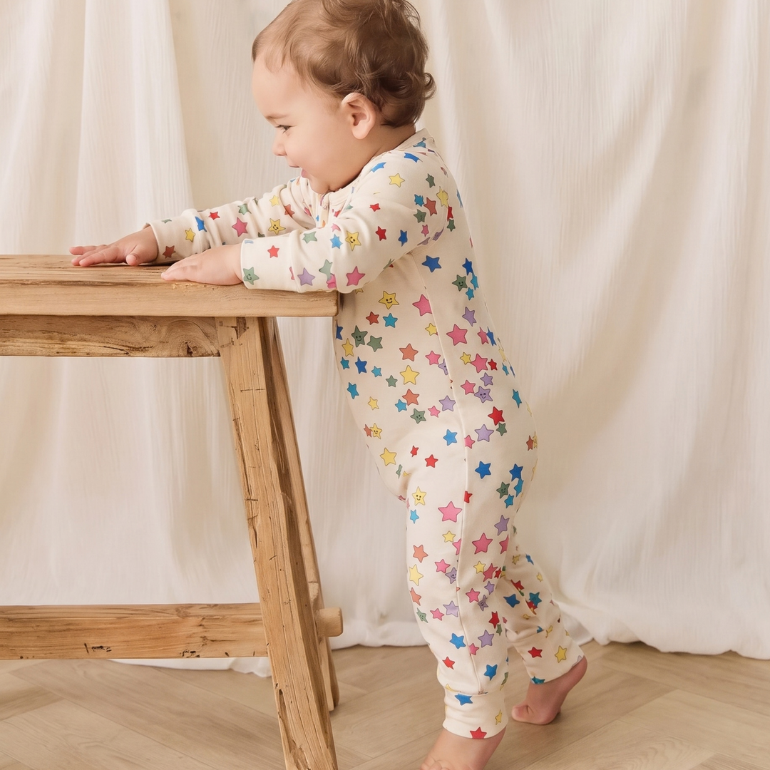 Bamboo 2-Way Convertible Zip Romper - Scattered Stars