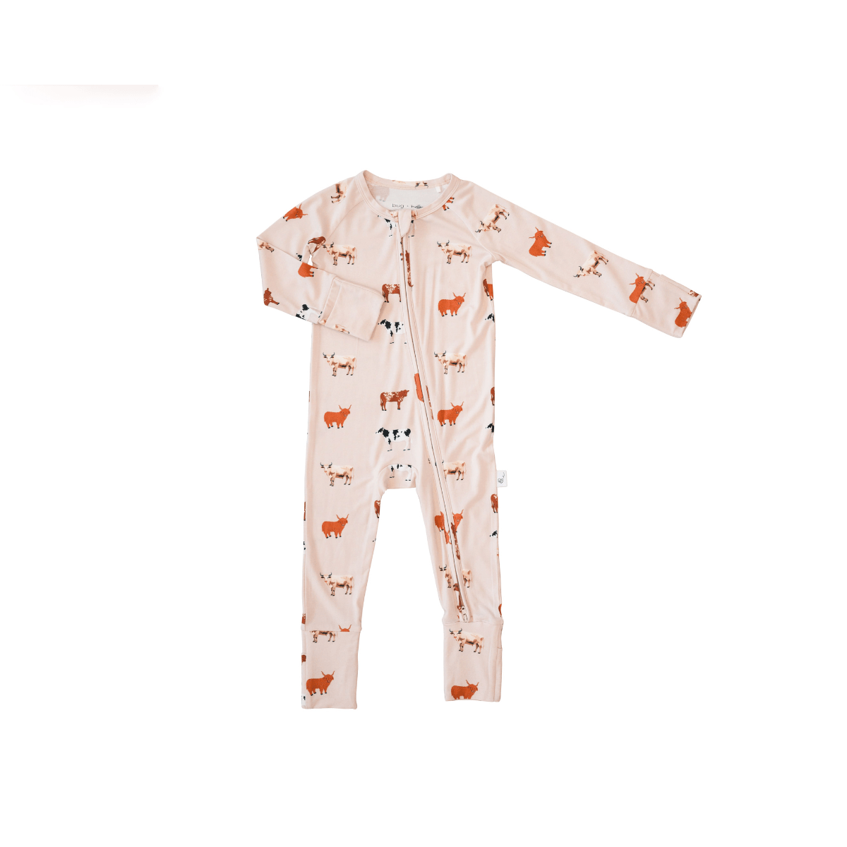 Bamboo 2-Way Convertible Zip Romper Oatmeal Cow