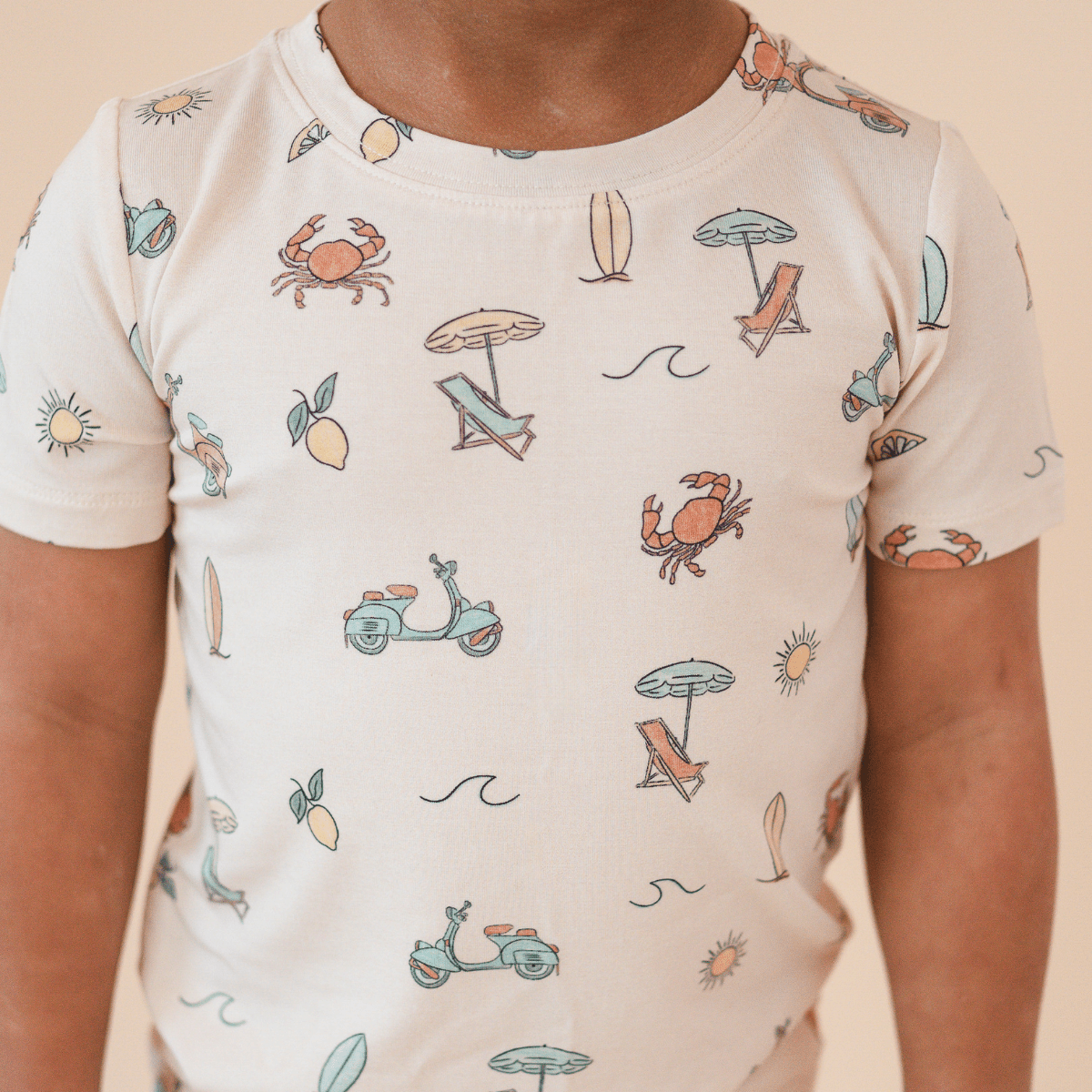 Detail Bamboo Short Sleeve and Shorts 2-Piece Set Summer Vibes