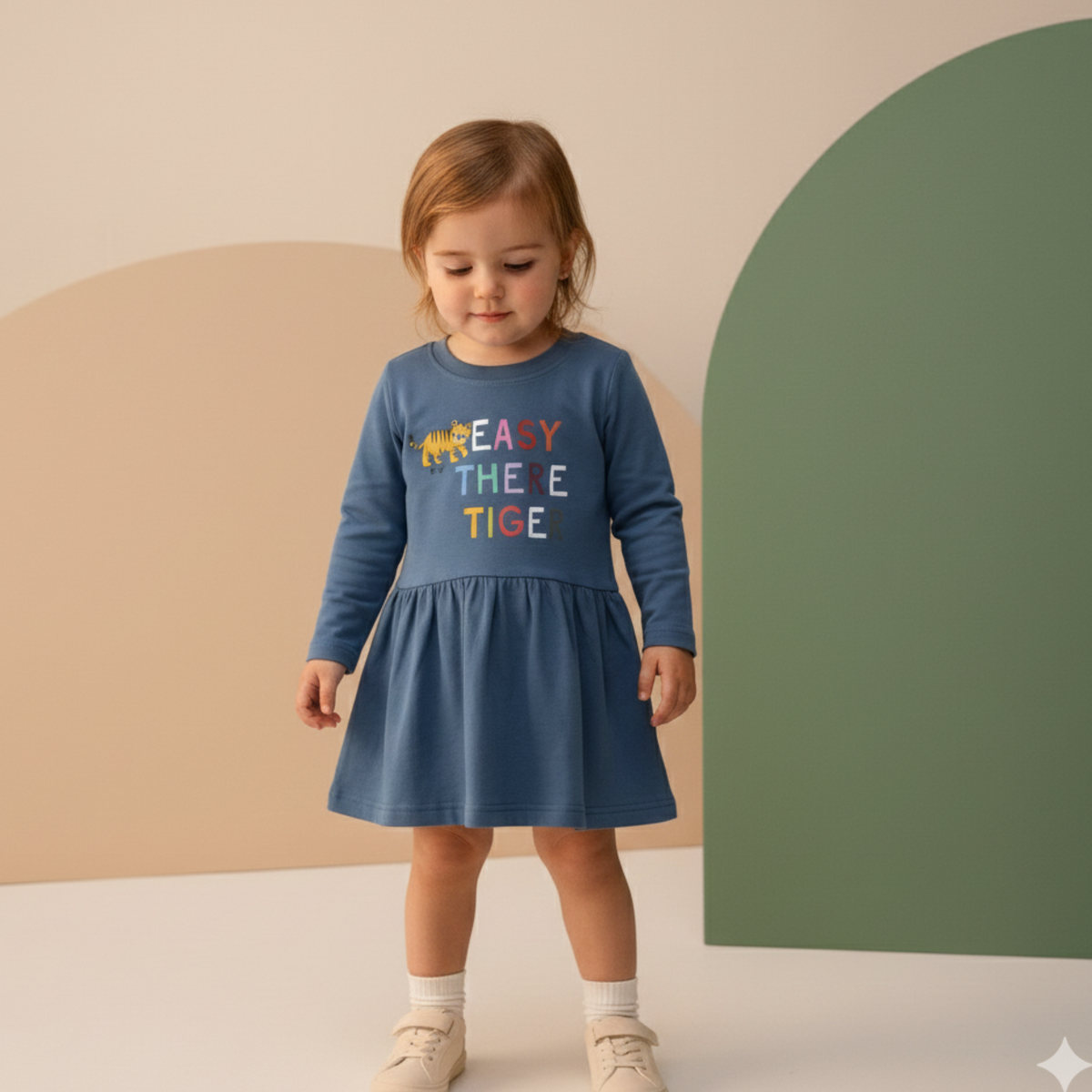 Easy There Tiger Long Sleeve Jersey Dress