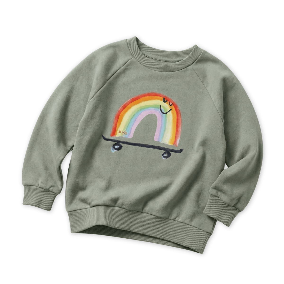 Organic Cotton Sweatshirt - Rainbow Skateboard