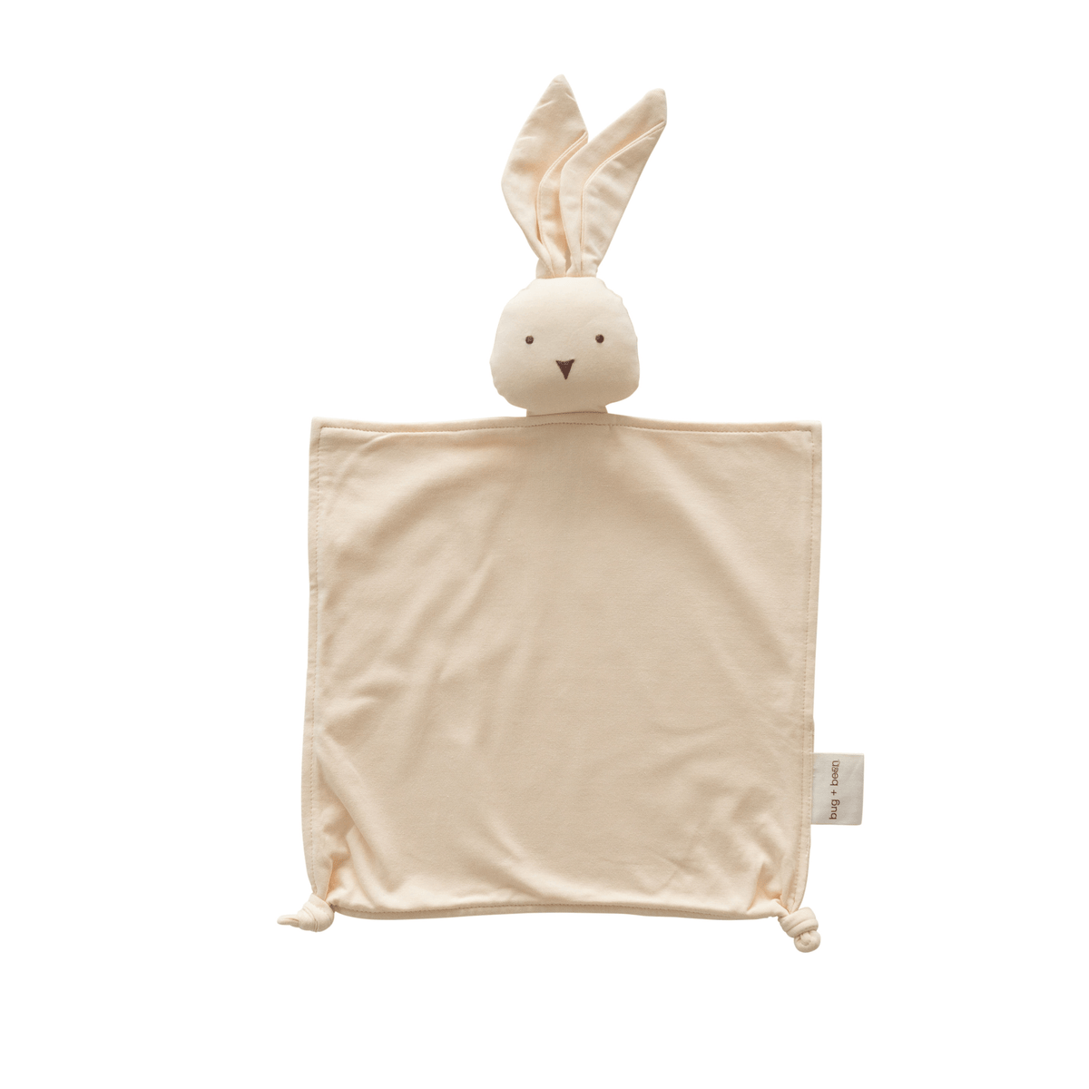 Baby comfort blanket with bunny design on a white background