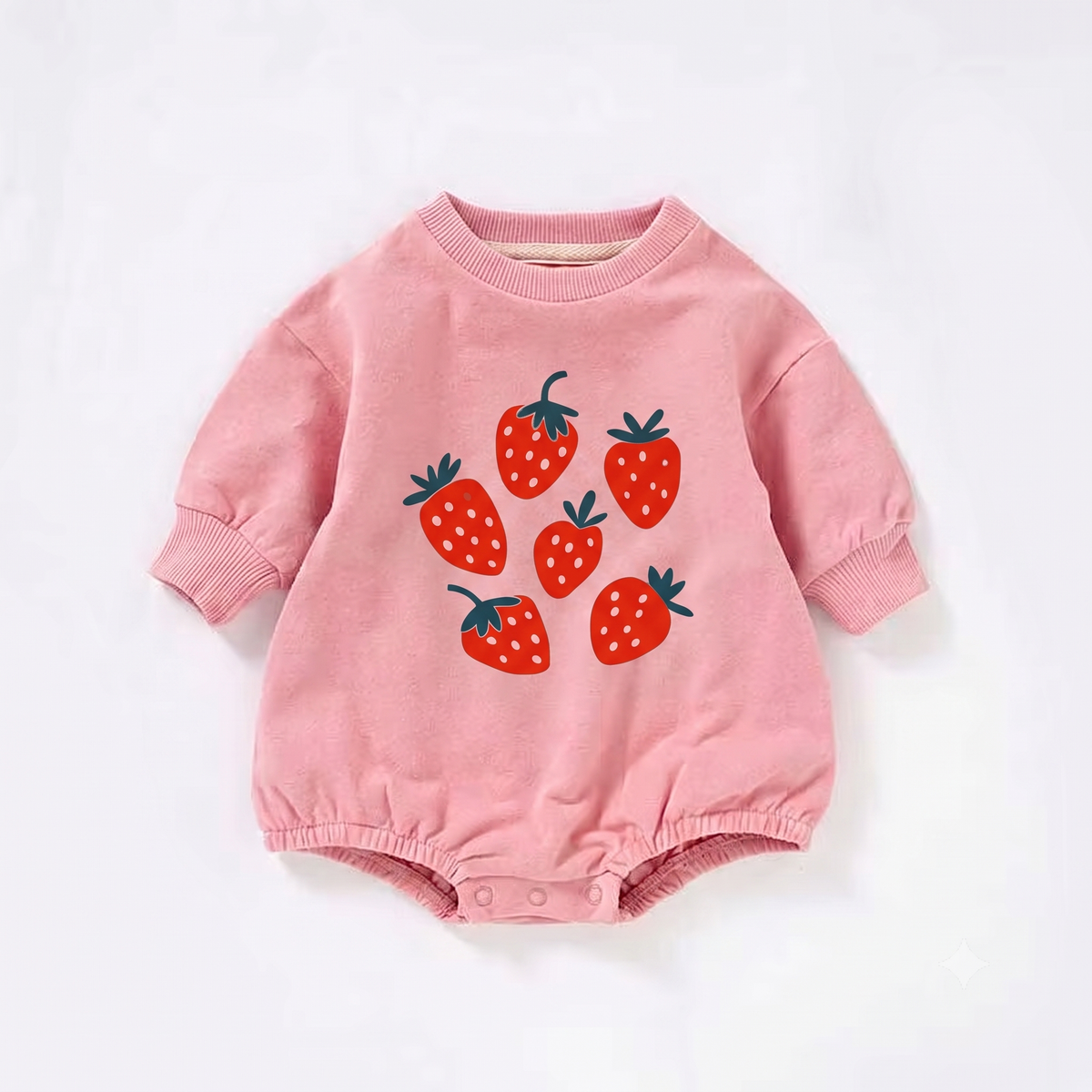 Organic Cotton French Terry Bubble Romper - Strawberries
