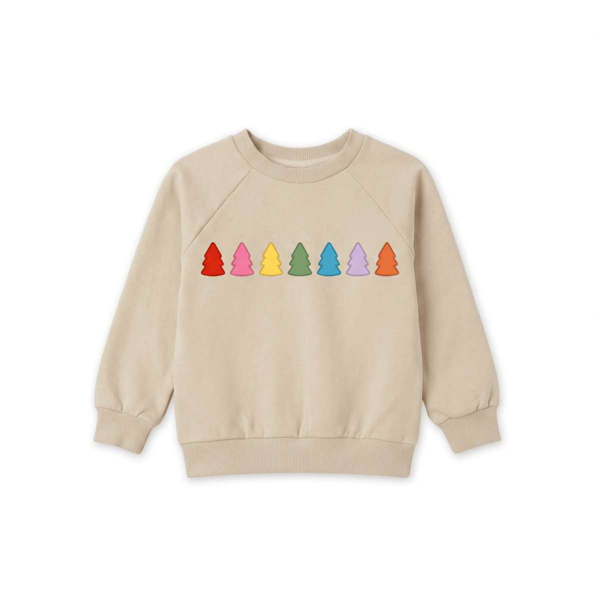 Organic Cotton Sweatshirt - Rainbow Trees Cream