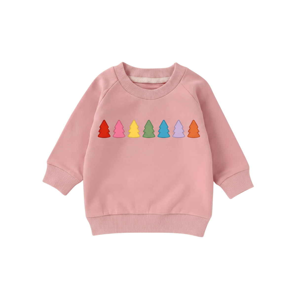 Organic Cotton Sweatshirt - Rainbow Trees Pink