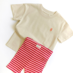 Popsicles cotton tee with pink and red Strawberry ribbed biker shorts — b+b kids Golden Days coordinated set