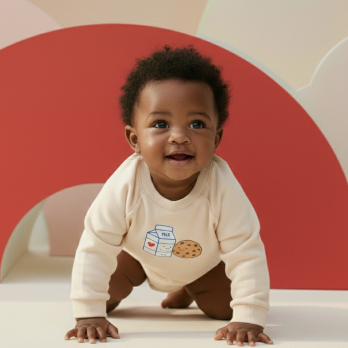 Organic Cotton French Terry Bubble Romper - Milk and Cookies