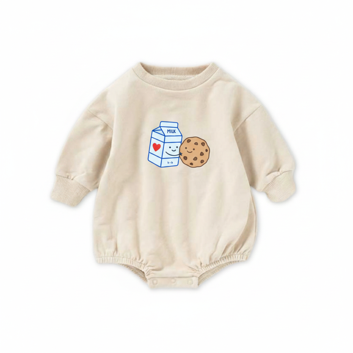 Organic Cotton French Terry Bubble Romper - Milk and Cookies