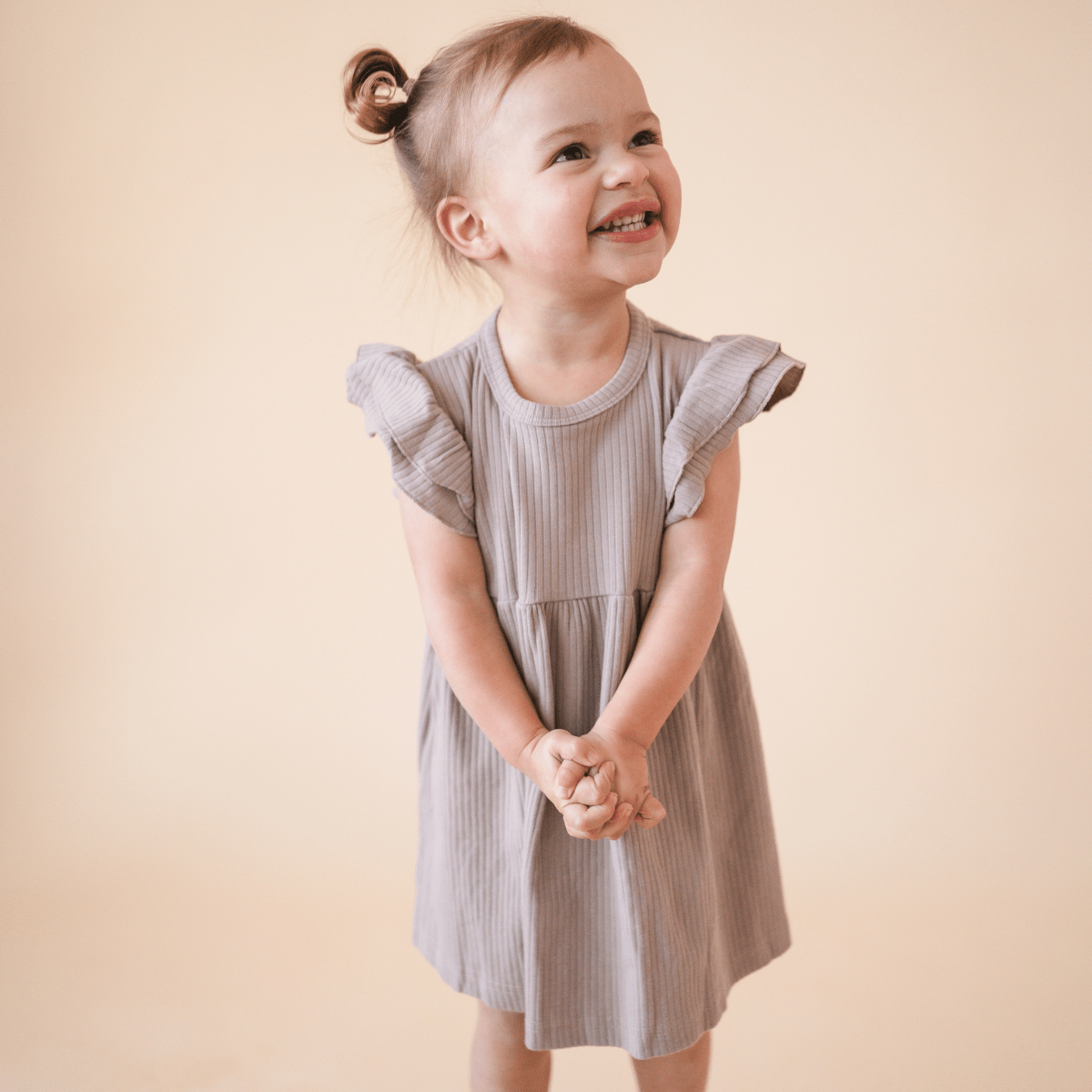 Organic Cotton Ruffle Dress Mushroom