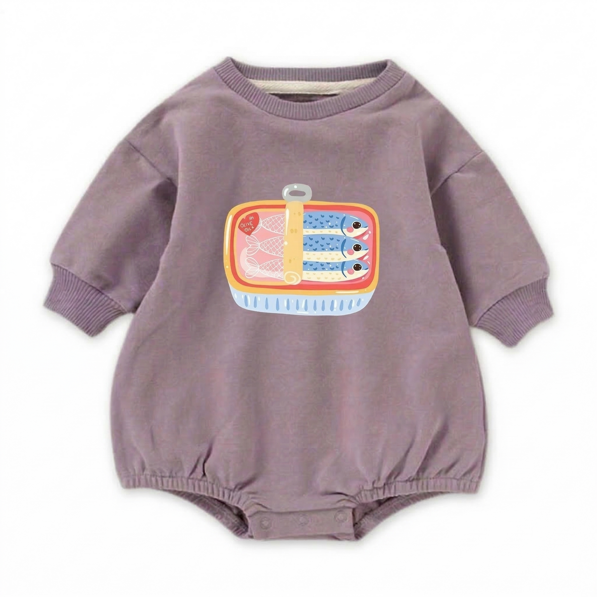 Organic Cotton French Terry Bubble Romper - Sardines