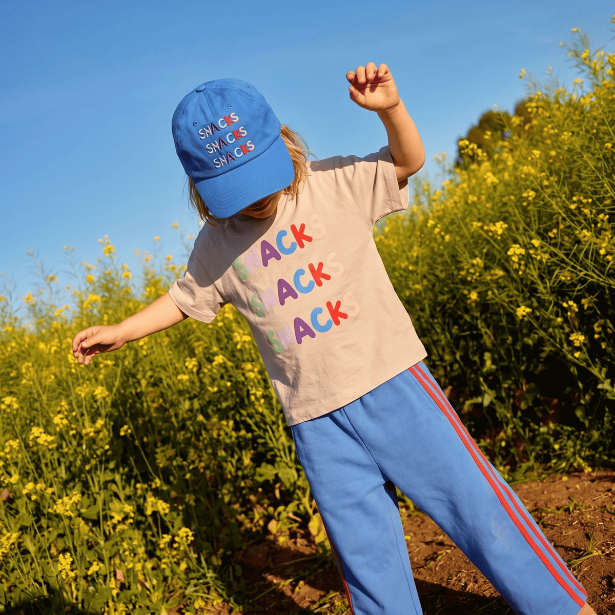 Side Stripe Track Pant - Cornflower/Scarlet