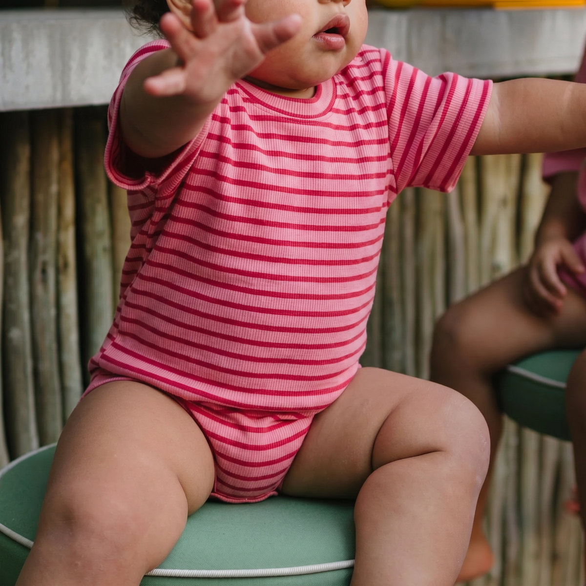 Ribbed Romper - Strawberry