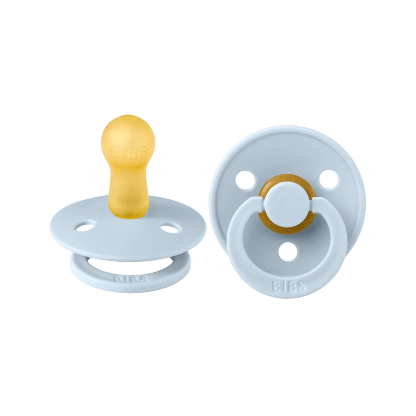 BiBS Classic Round Pacifier Set of Two - Size 2 Baby Blue