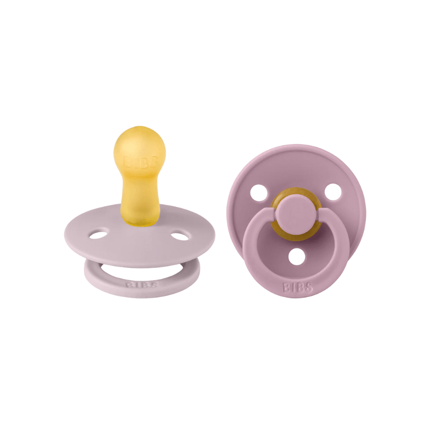 BiBS Classic Round Pacifier Set of Two - Size 1 Dusky Lilac Heather