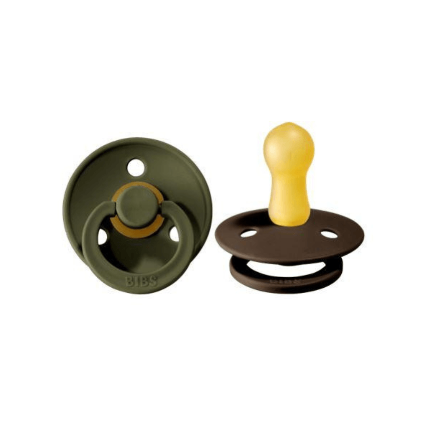 BiBS Classic Round Pacifier Set of Two - Size 1 hunter green dark oak