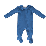 Organic Cotton Ribbed Footie Ocean Blue