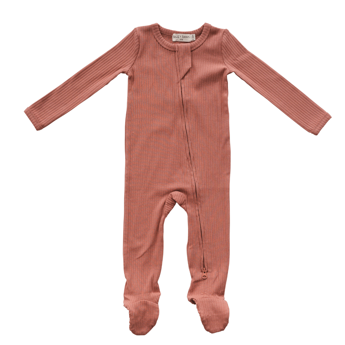 Organic Cotton Ribbed Footie Terracotta