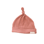 Organic Ribbed Cotton Knotted Hat - Terracotta